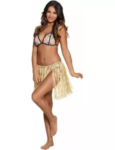 Korte Hawaiiaanse raffia rok voor volwassenen