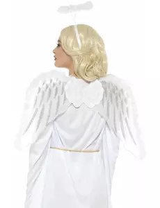 Kit ange blanc avec ailes et auréole adulte