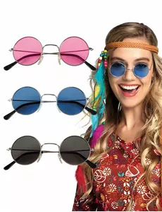Lot de 3 lunettes rondes hippies adulte