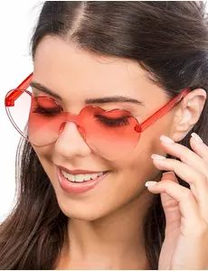 Lunettes cœur verres fumés rouges adulte