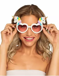 Lunettes coeurs blanches avec licornes adulte