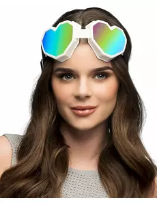 Lunettes de ski cœur blancs adulte