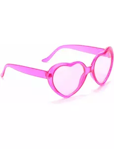 Lunettes roses coeur plastique adulte