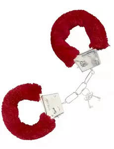 Handboeien met rood nep bont