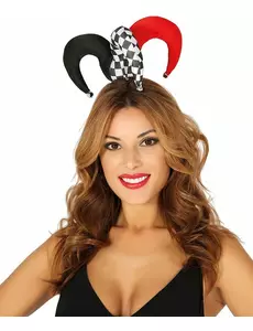 Mini chapeau bouffon rouge et noir adulte