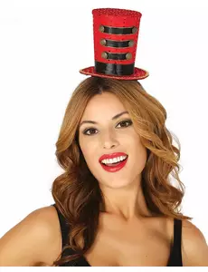 Mini chapeau haut de forme majorette rouge femme