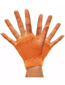 Korte oranje netstof handschoenen voor volwassenen