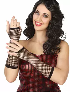 Mitaines longues résille noires femme