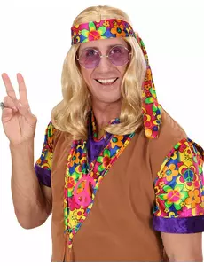 Blonde hippie feestpruik voor volwassenen