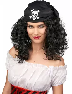 Perruque noire de pirate femme