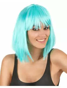 Perruque carré mi-long bleu ciel femme
