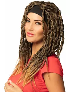 Kastanjebruine rastapruik met haarband voor vrouwen