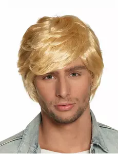 Perruque courte rétro blonde homme