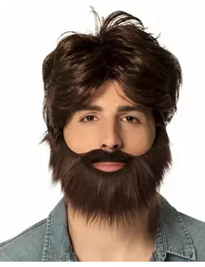 Pruik met snor en baard