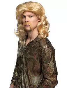 Blonde pruik en snor voor mannen