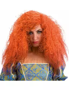 Perruque frisée orange femme