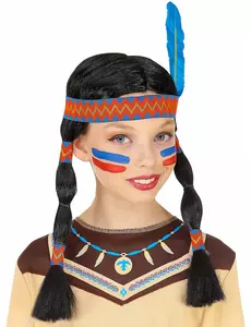 Perruque indienne avec bandeau et plume enfant