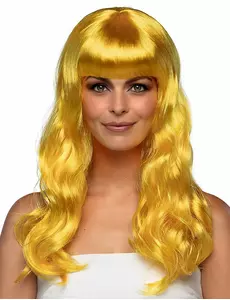 Perruque longue jaune femme