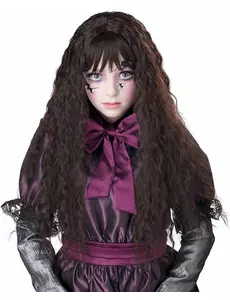Perruque longue ondulée brune enfant