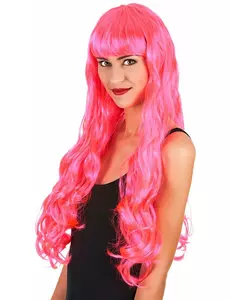 Lange candy roze pruik voor dames