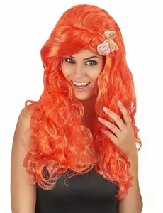 Lange oranje pruik voor vrouwen