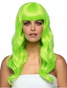 Perruque longue verte fluo femme