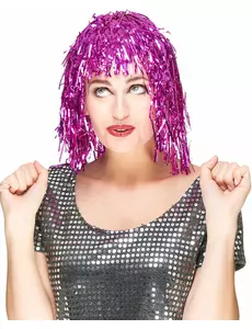 Perruque métallique fuchsia adulte