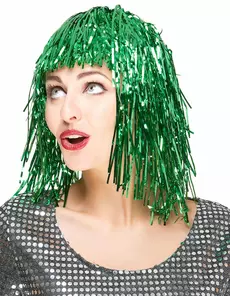 Perruque metallique verte femme