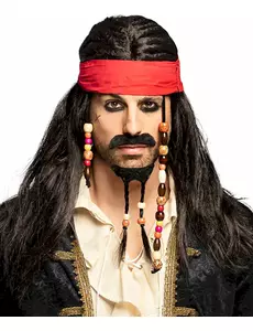 Perruque pirate avec bandana rouge homme
