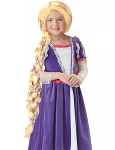 Perruque princesse longue tresse luxe fille