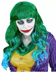 Groene en blauwe psychopaat pruik voor vrouwen