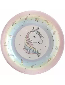 10 Assiettes carton licorne 22,5 cm