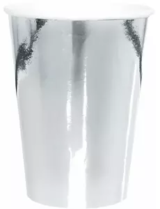 10 zilver metallic kartonnen bekers 25 cl