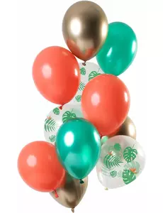 12 ballons en latex métallisés tropicaux de 33 cm