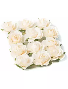 12 Ivoorkleurige rozen om te plakken 3,5 cm