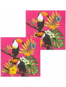 20 Serviettes en papier toucan fuchsia 33 x 33 cm
