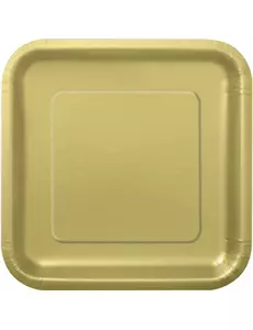 14 Grandes assiettes en carton doré mat 23 cm