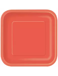 16 Petites assiettes carrées en carton rouge clair 18 cm