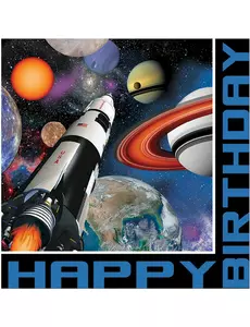 16 Serviettes en papier Anniversaire de l'espace 33 x 33 cm
