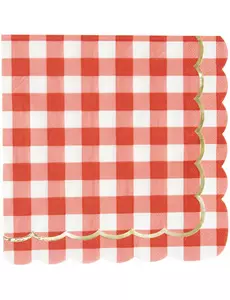 16 gegolfde servetten met ruitjesmotief en goudkleurig papier, 33 x 33 cm