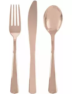 18 Couverts en plastique rose gold
