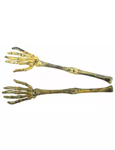 2 Plastic skeletarmen verouderd goud 31 cm