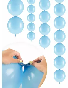 20 Ballons gonflables Bleu pastel à relier 28 cm