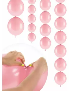 20 Ballons gonflables Rose pastel à relier 28 cm