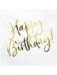 20 papieren servetten Happy Birthday 33 x 33 cm