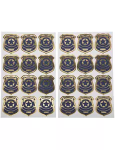 24 Stickers badge de police marine et or 4 cm