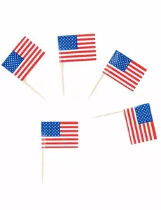 30 Pics drapeaux USA 6 cm