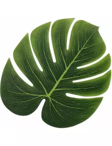 4 Feuilles de Monstera en plastique vert 34 x 29 cm
