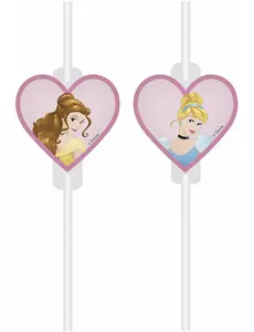 4 kartonnen Disney Dreaming Princesses™ rietjes met afbeelding