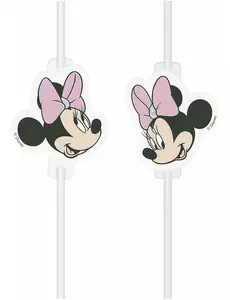 4 Pailles médaillon en carton visage Minnie™